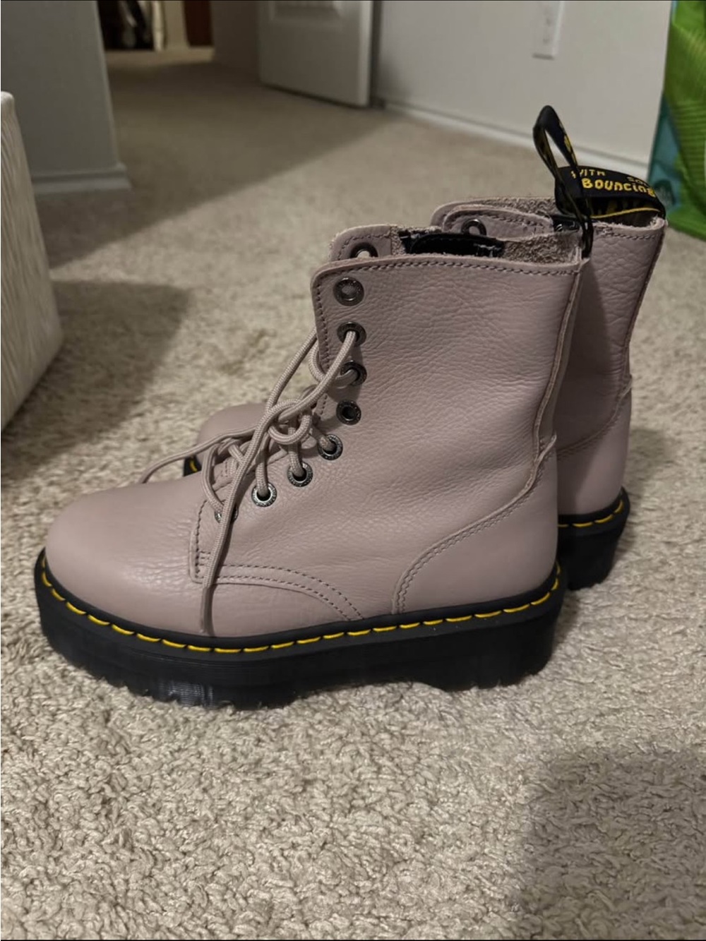 Dr. Martens Women's Lace-Up Platform Ankle Boots in Dusty Pink